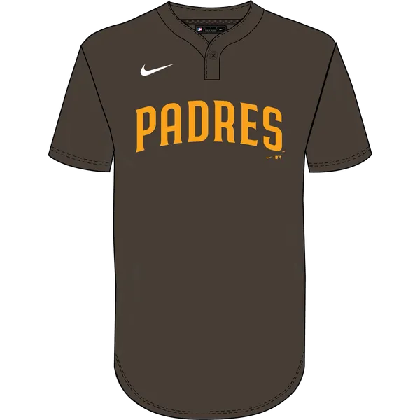 Nike Adult MLB Dri-Fit 1-Button Pullover Jersey N383 / Ny83 San Diego Padres Brown/Yellow